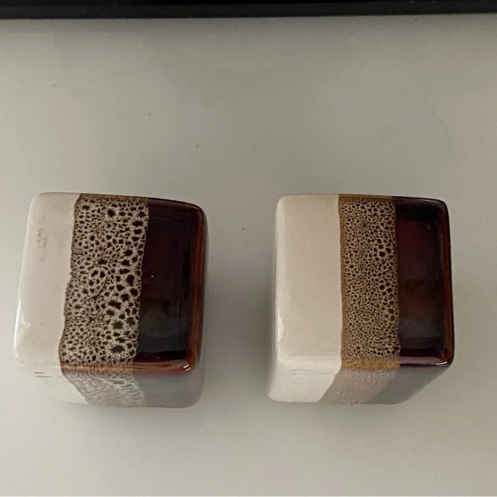 Pier 1 Salt & Pepper Shakers‎ Retired Mid Century Modern Ceramic Brown